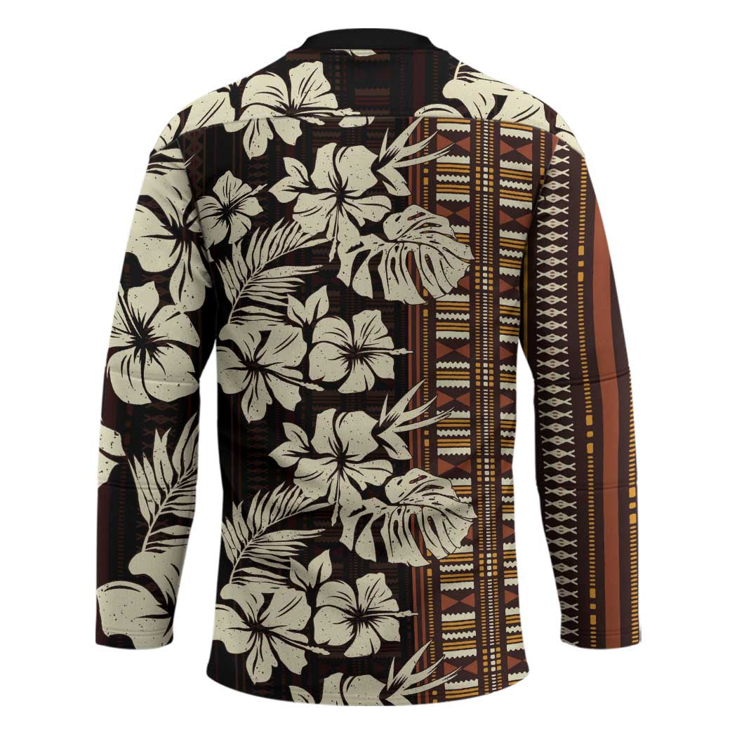Bula Fiji Masi Hockey Jersey Tapa Tropical Hibiscus Half Stylized - Polynesian Pride