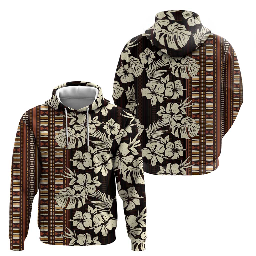 Bula Fiji Masi Hoodie Tapa Tropical Hibiscus Half Stylized - Polynesian Pride