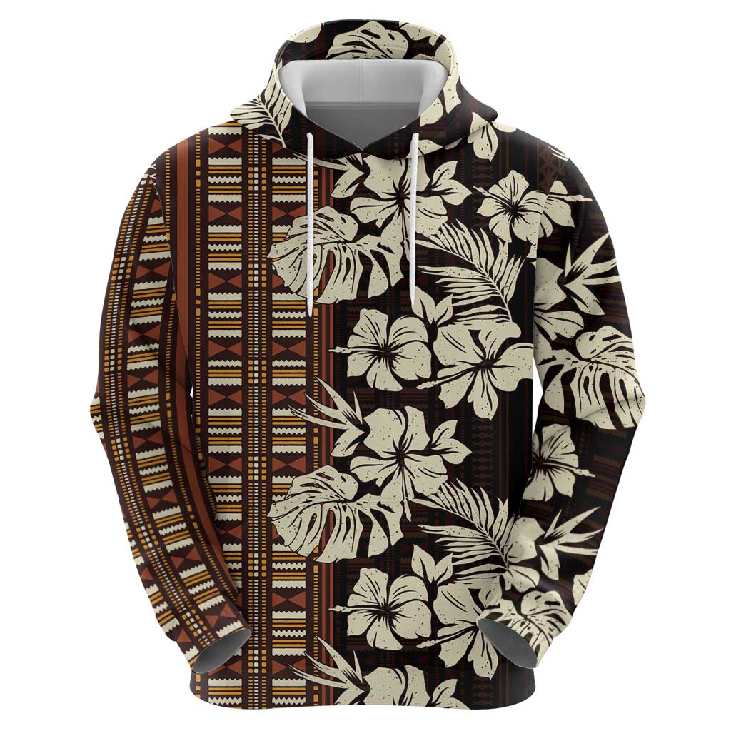 Bula Fiji Masi Hoodie Tapa Tropical Hibiscus Half Stylized - Polynesian Pride