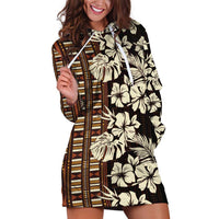 Bula Fiji Masi Hoodie Dress Tapa Tropical Hibiscus Half Stylized - Polynesian Pride
