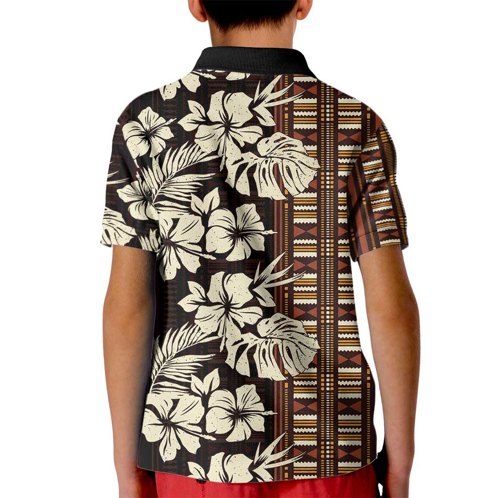 Bula Fiji Masi Kid Polo Shirt Tapa Tropical Hibiscus Half Stylized - Polynesian Pride