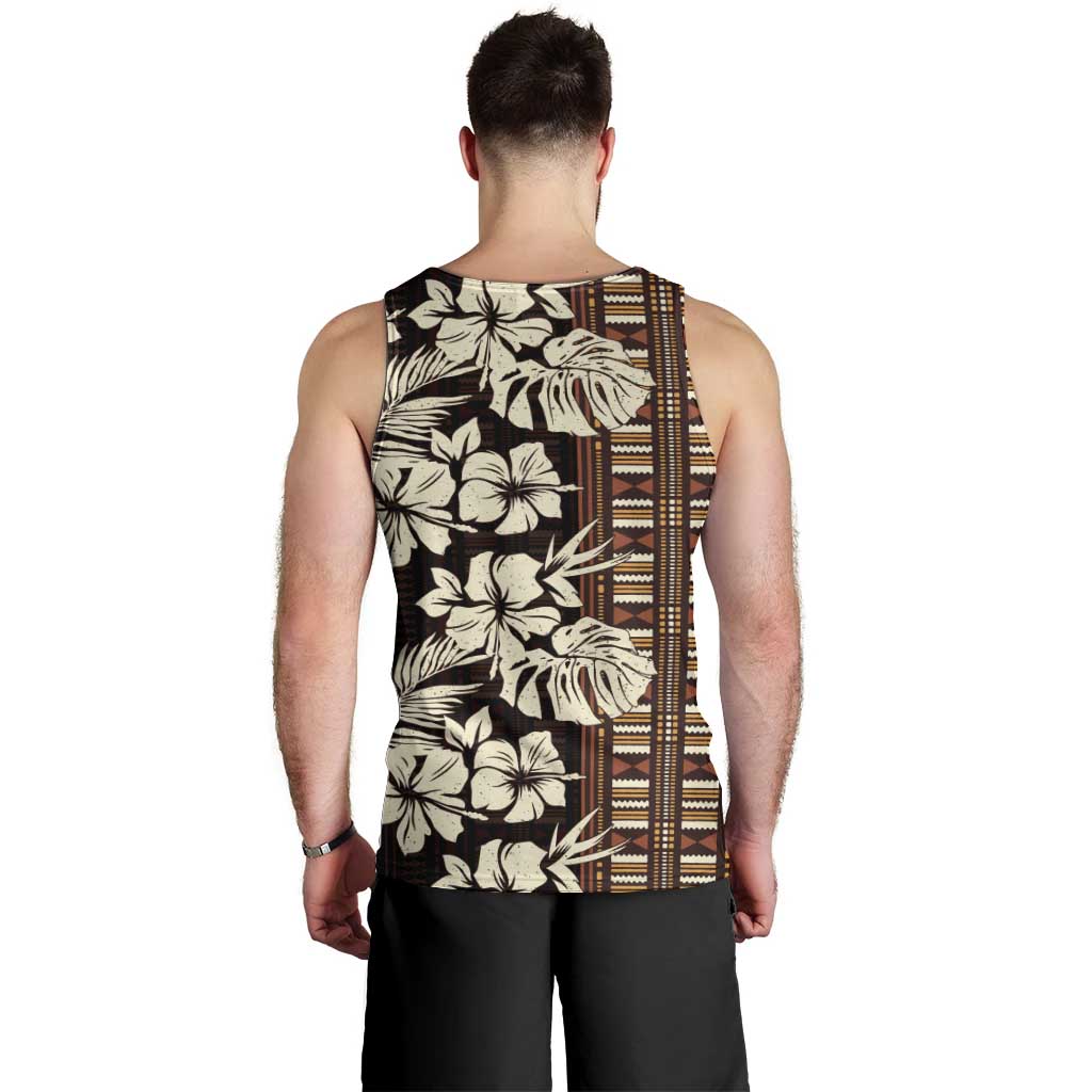 Bula Fiji Masi Men Tank Top Tapa Tropical Hibiscus Half Stylized - Polynesian Pride