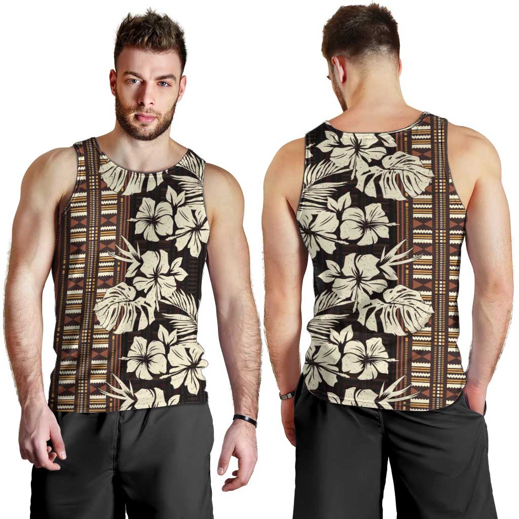 Bula Fiji Masi Men Tank Top Tapa Tropical Hibiscus Half Stylized - Polynesian Pride