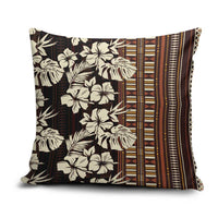 Bula Fiji Masi Pillow Cover Tapa Tropical Hibiscus Half Stylized - Polynesian Pride