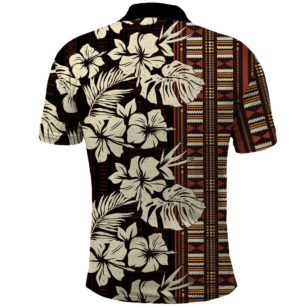 Bula Fiji Masi Polo Shirt Tapa Tropical Hibiscus Half Stylized - Polynesian Pride