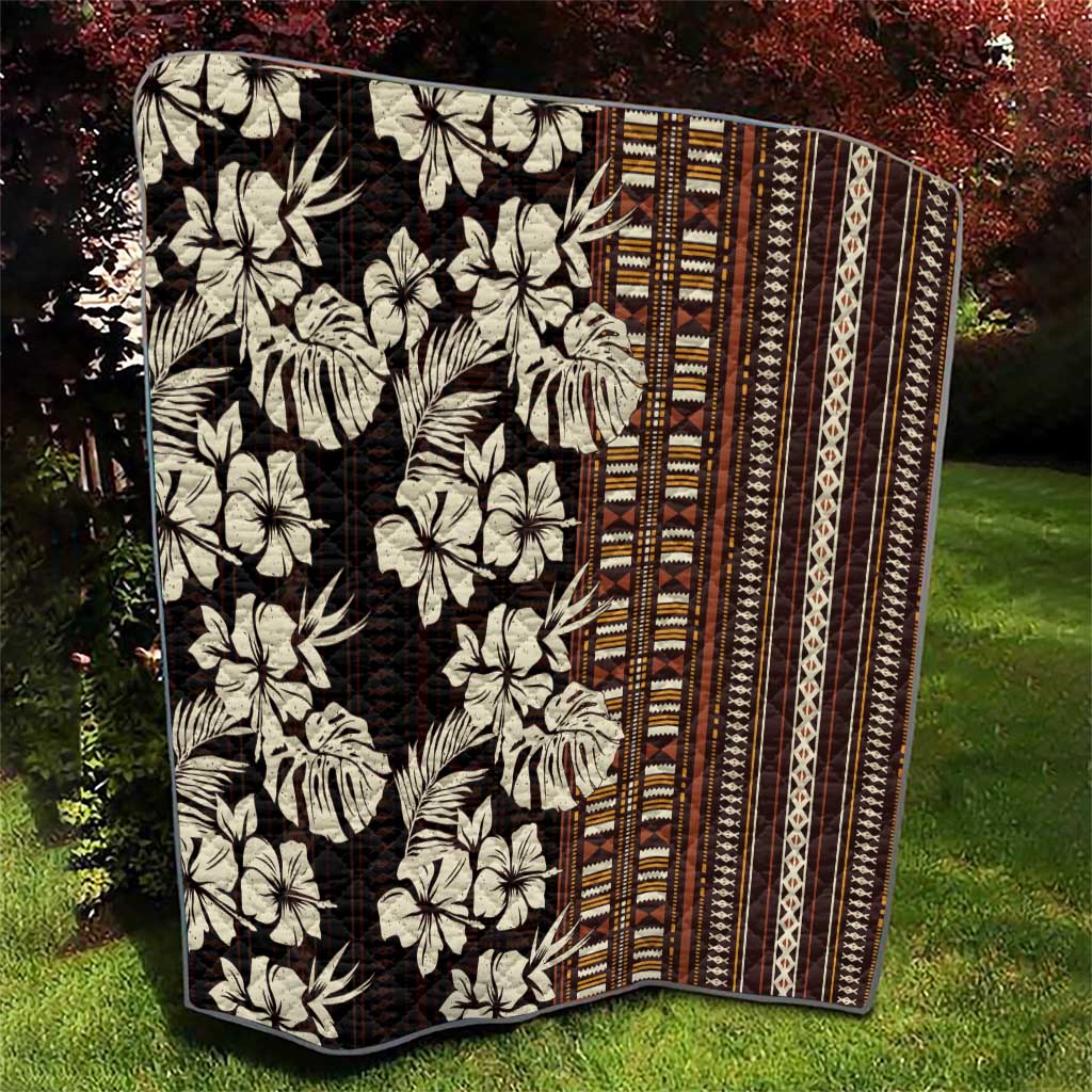 Bula Fiji Masi Quilt Tapa Tropical Hibiscus Half Stylized - Polynesian Pride