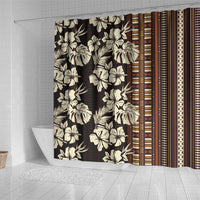 Bula Fiji Masi Shower Curtain Tapa Tropical Hibiscus Half Stylized - Polynesian Pride