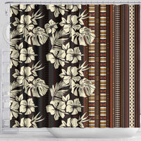 Bula Fiji Masi Shower Curtain Tapa Tropical Hibiscus Half Stylized - Polynesian Pride