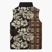 Bula Fiji Masi Sleeveless Puffer Jacket Tapa Tropical Hibiscus Half Stylized - Polynesian Pride