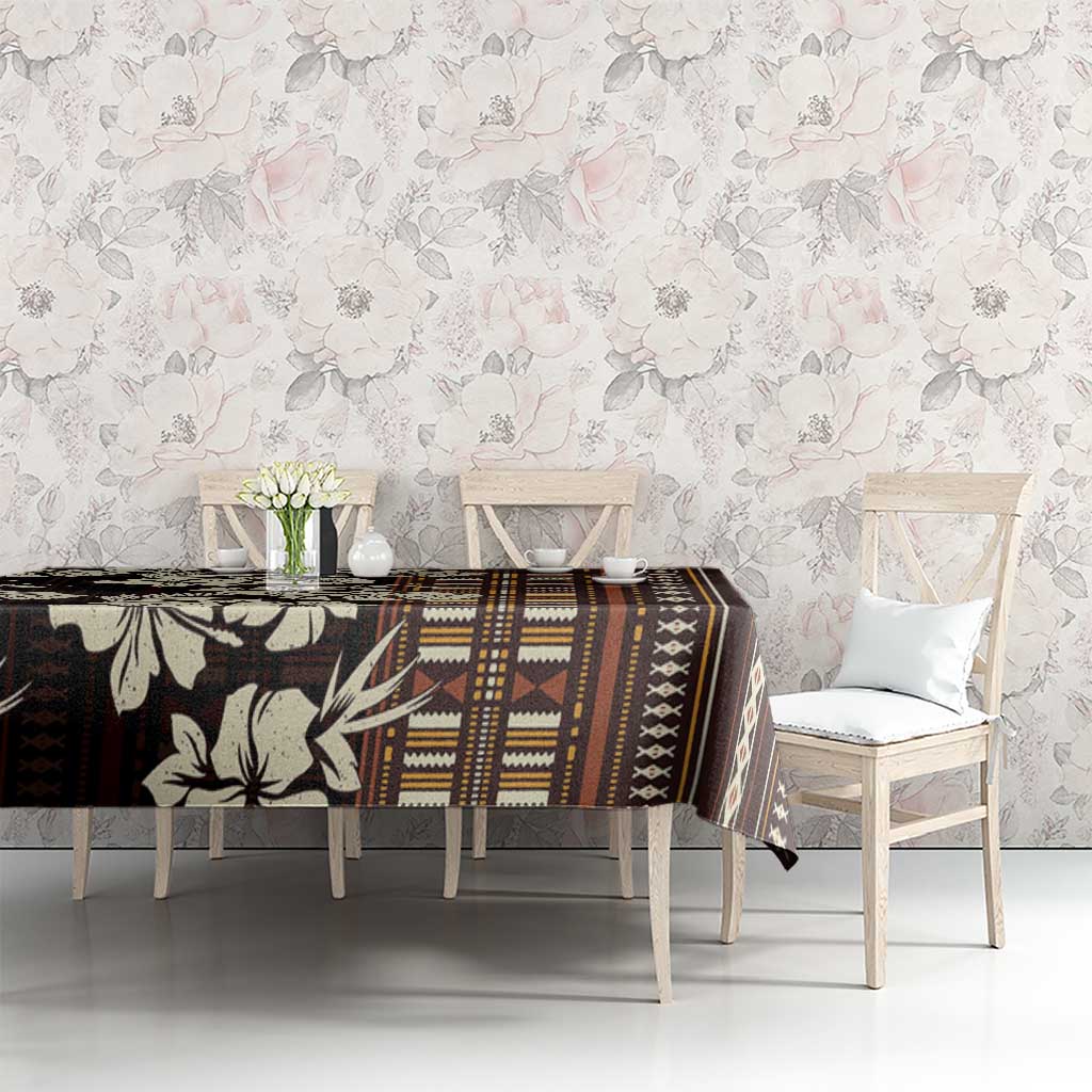 Bula Fiji Masi Tablecloth Tapa Tropical Hibiscus Half Stylized - Polynesian Pride