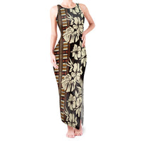 Bula Fiji Masi Tank Maxi Dress Tapa Tropical Hibiscus Half Stylized - Polynesian Pride
