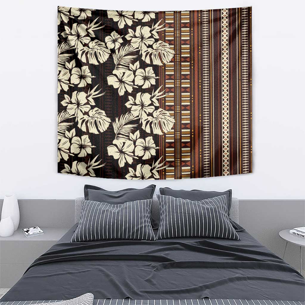 Bula Fiji Masi Tapestry Tapa Tropical Hibiscus Half Stylized - Polynesian Pride