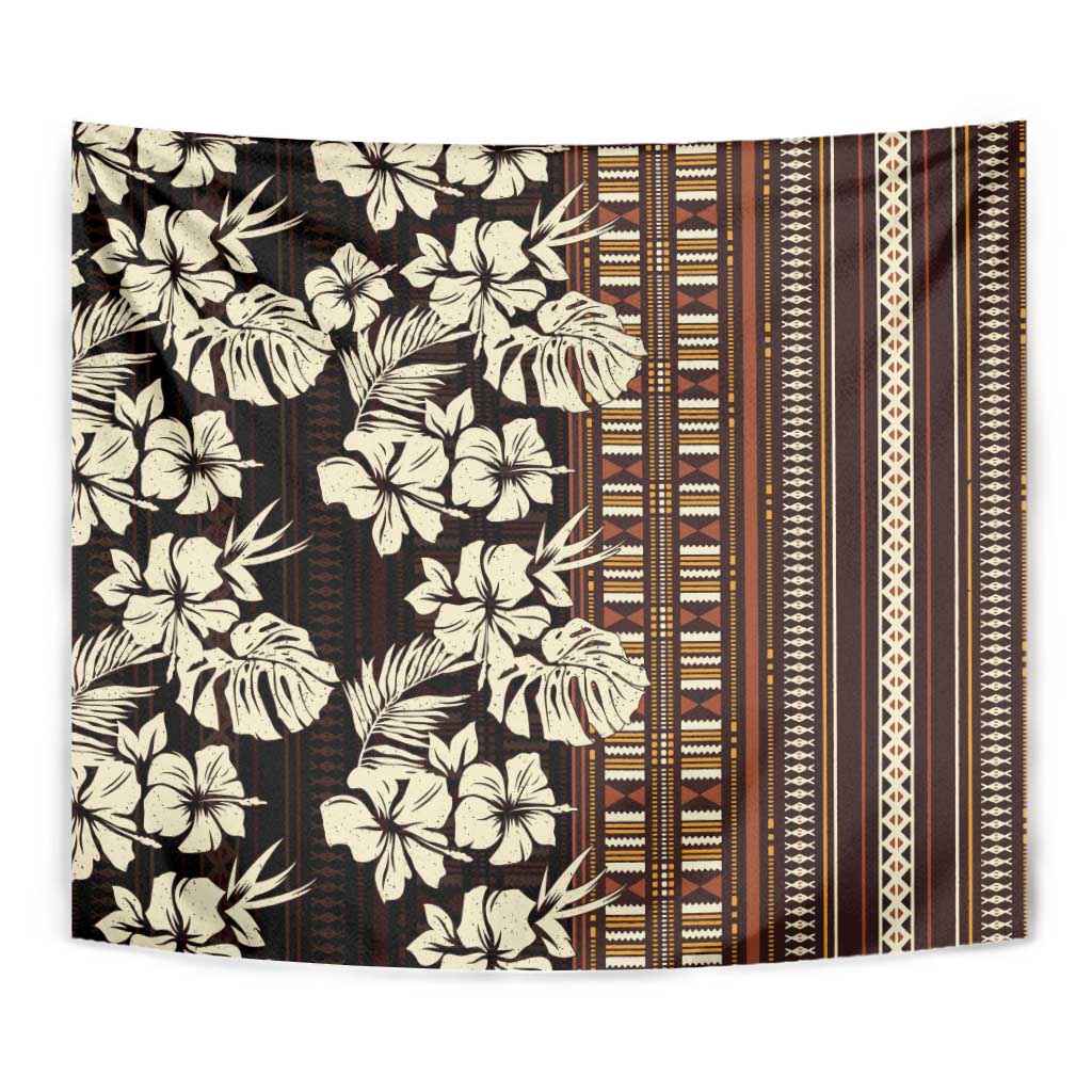 Bula Fiji Masi Tapestry Tapa Tropical Hibiscus Half Stylized - Polynesian Pride