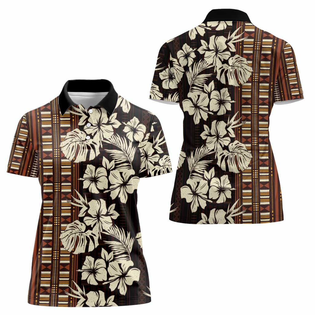Bula Fiji Masi Women Polo Shirt Tapa Tropical Hibiscus Half Stylized - Polynesian Pride