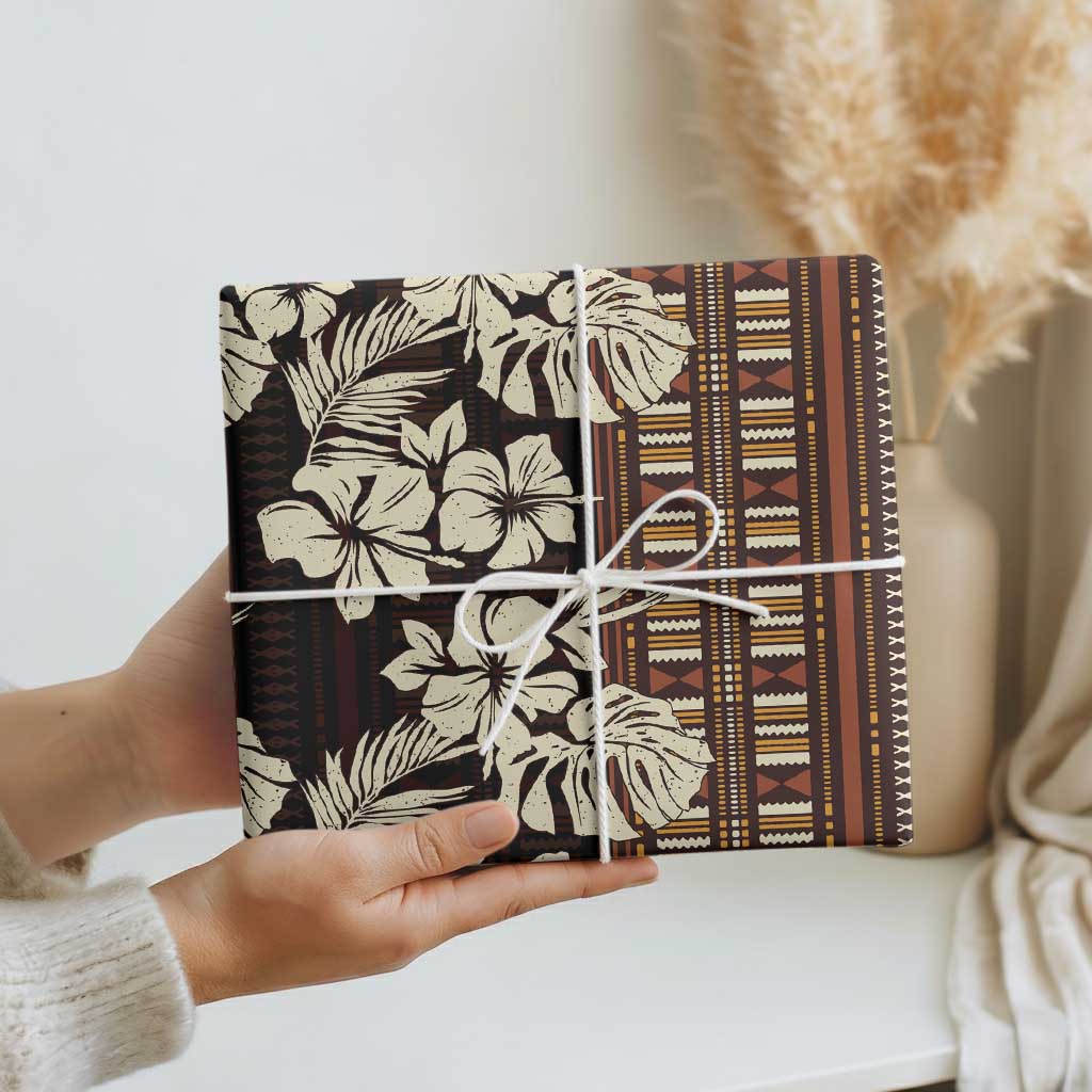 Bula Fiji Masi Wrapping Paper Tapa Tropical Hibiscus Half Stylized - Polynesian Pride