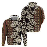 Bula Fiji Masi Zip Hoodie Tapa Tropical Hibiscus Half Stylized - Polynesian Pride