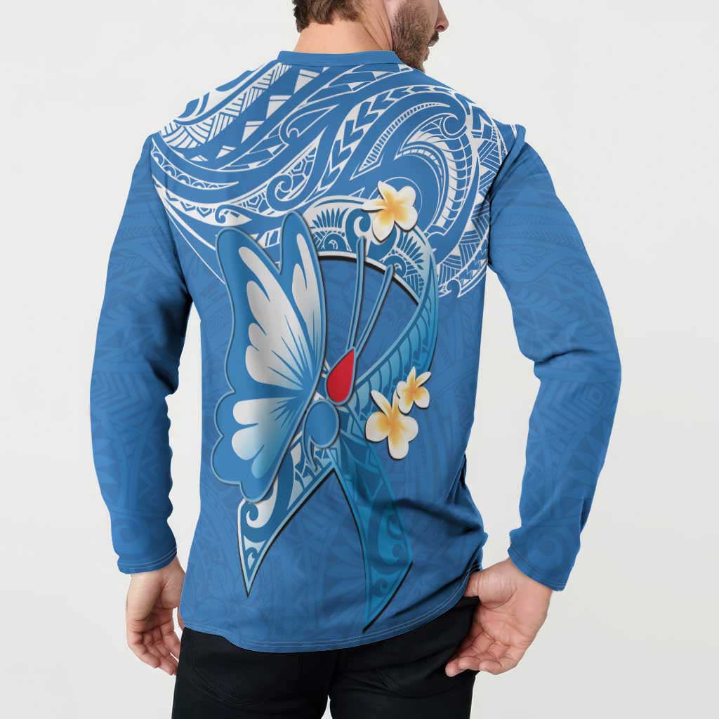 Polynesia Diabetes Awareness Month Button Sweatshirt In November We Wear Blue