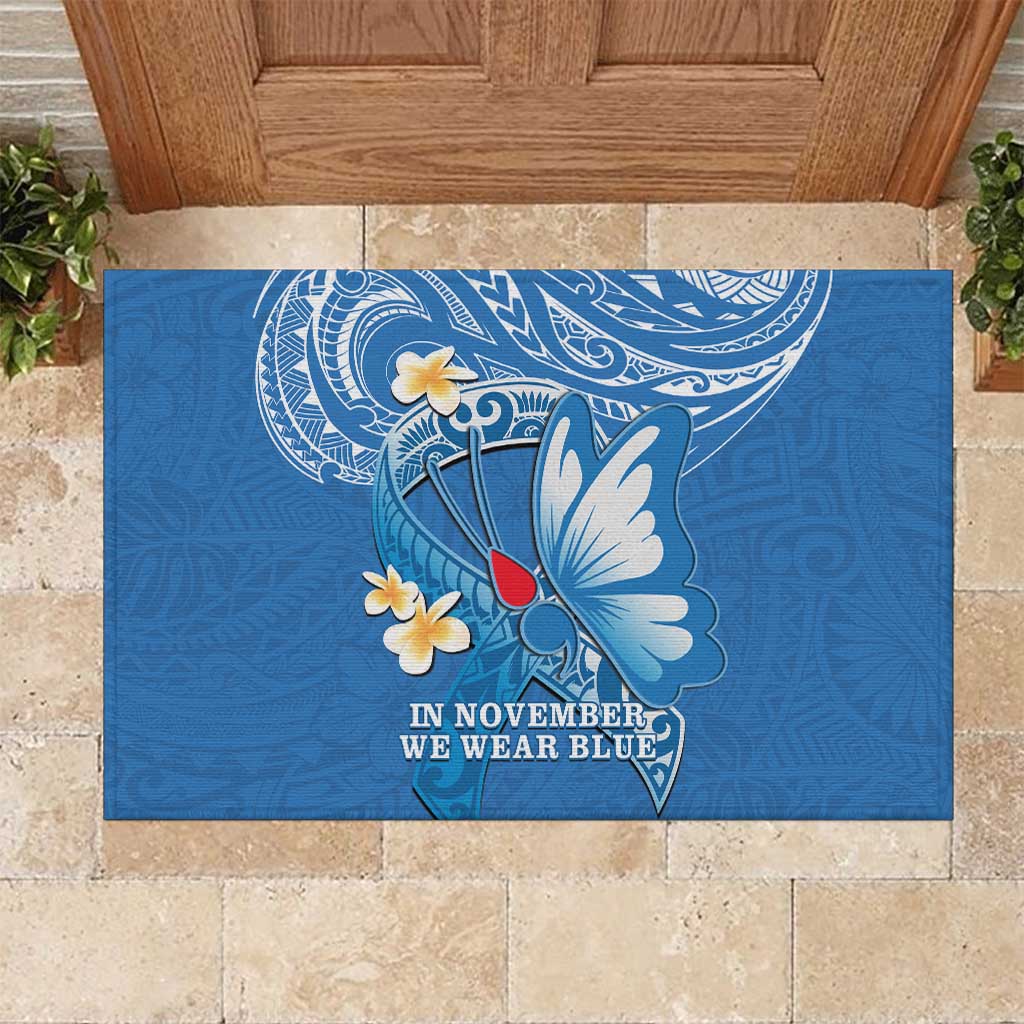 Polynesia Diabetes Awareness Month Rubber Doormat In November We Wear Blue