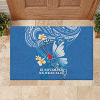 Polynesia Diabetes Awareness Month Rubber Doormat In November We Wear Blue