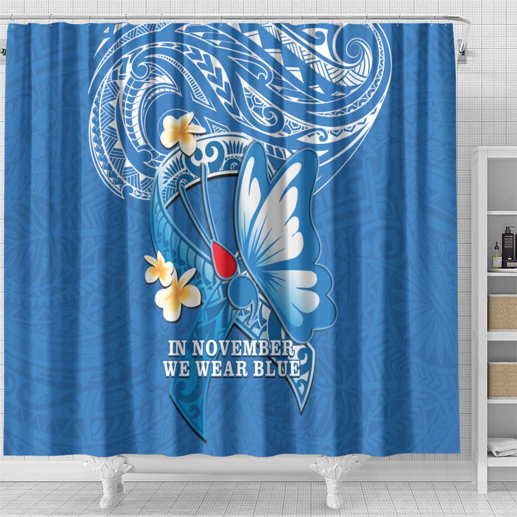 Polynesia Diabetes Awareness Month Shower Curtain In November We Wear Blue