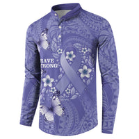Polynesia Stomach Cancer Awareness Button Sweatshirt Periwinkle Ribbon Brave Strong!