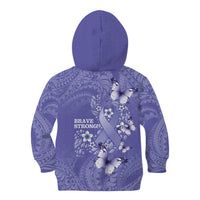 Polynesia Stomach Cancer Awareness Kid Hoodie Periwinkle Ribbon Brave Strong!