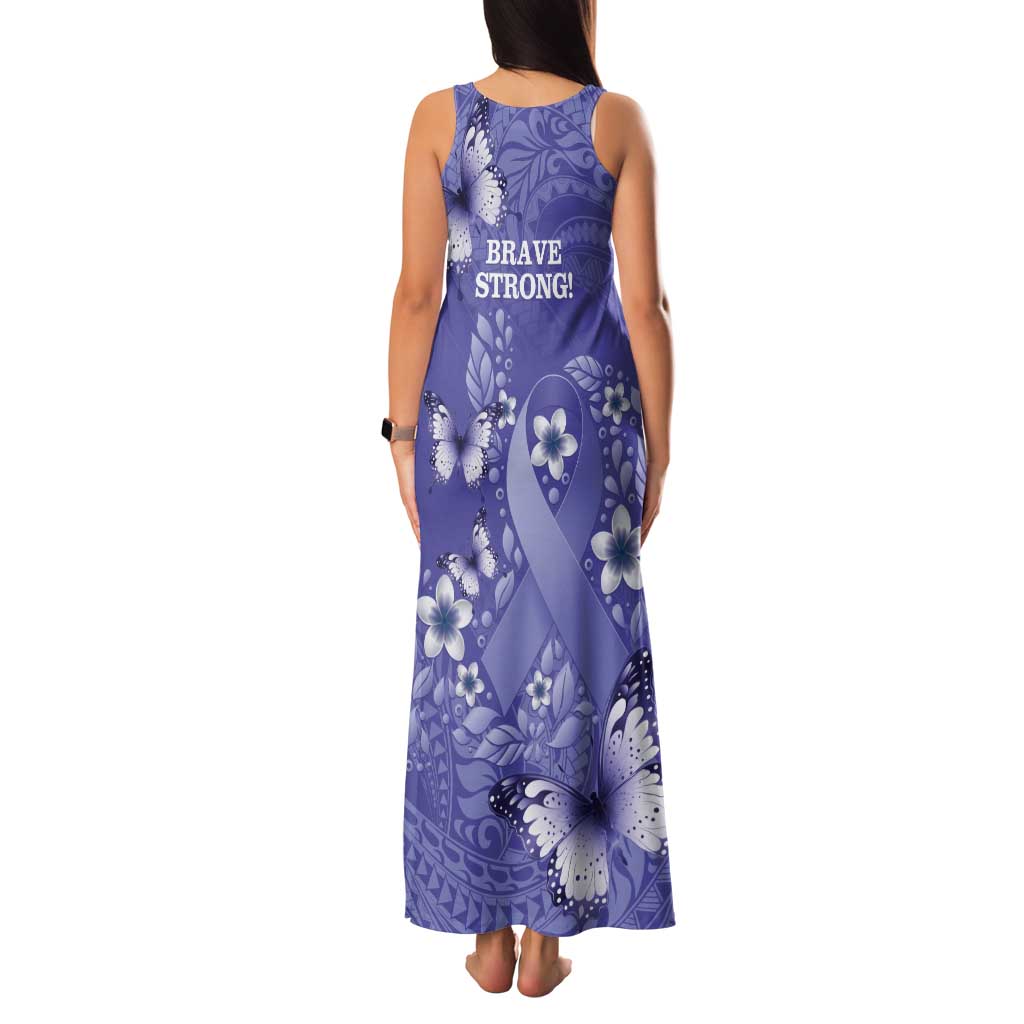 Polynesia Stomach Cancer Awareness Tank Maxi Dress Periwinkle Ribbon Brave Strong!