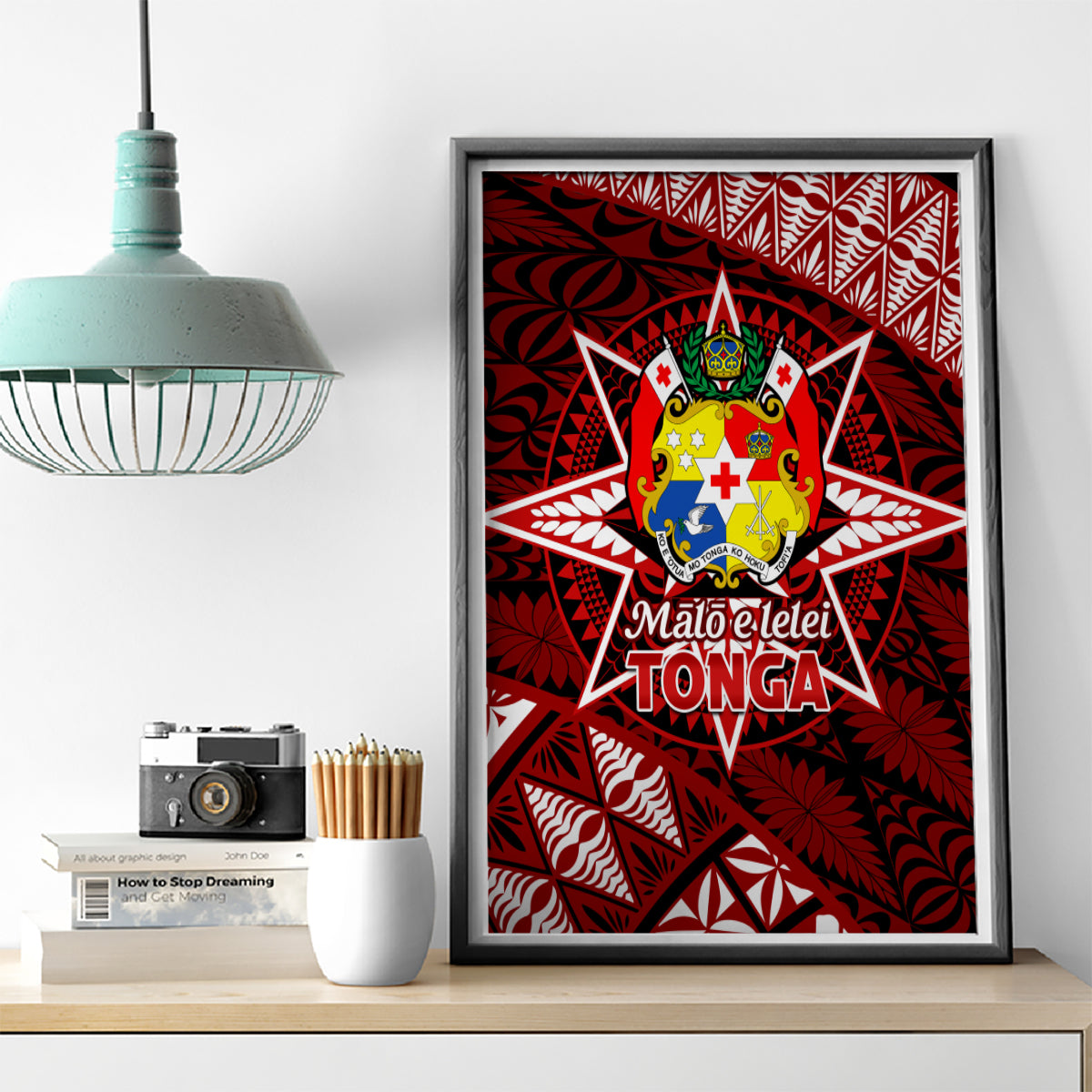 Malo e lelei Tonga Canvas Wall Art Tongan Ngatu Pattern Red Version LT14 - Polynesian Pride