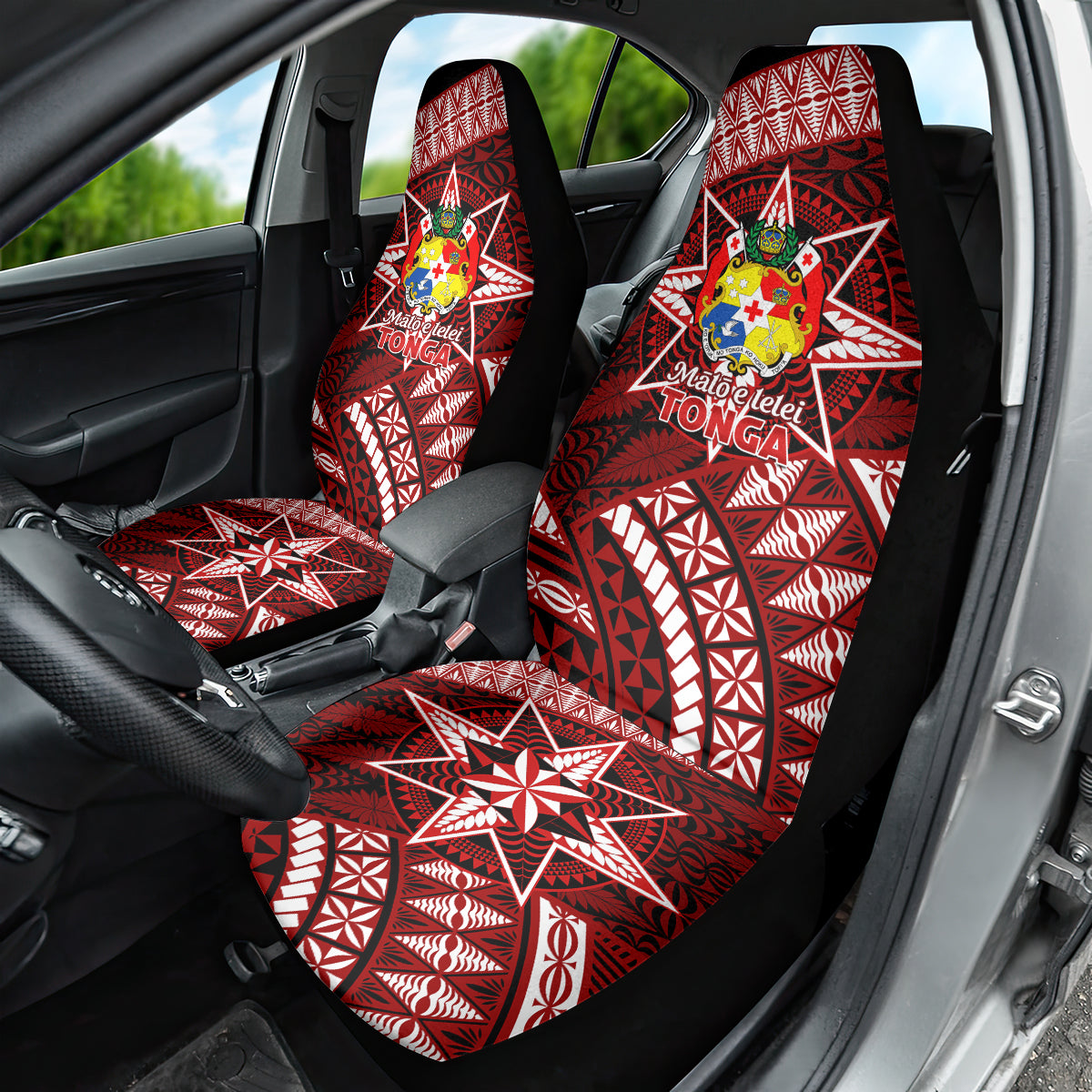 Malo e lelei Tonga Car Seat Cover Tongan Ngatu Pattern Red Version LT14 - Polynesian Pride