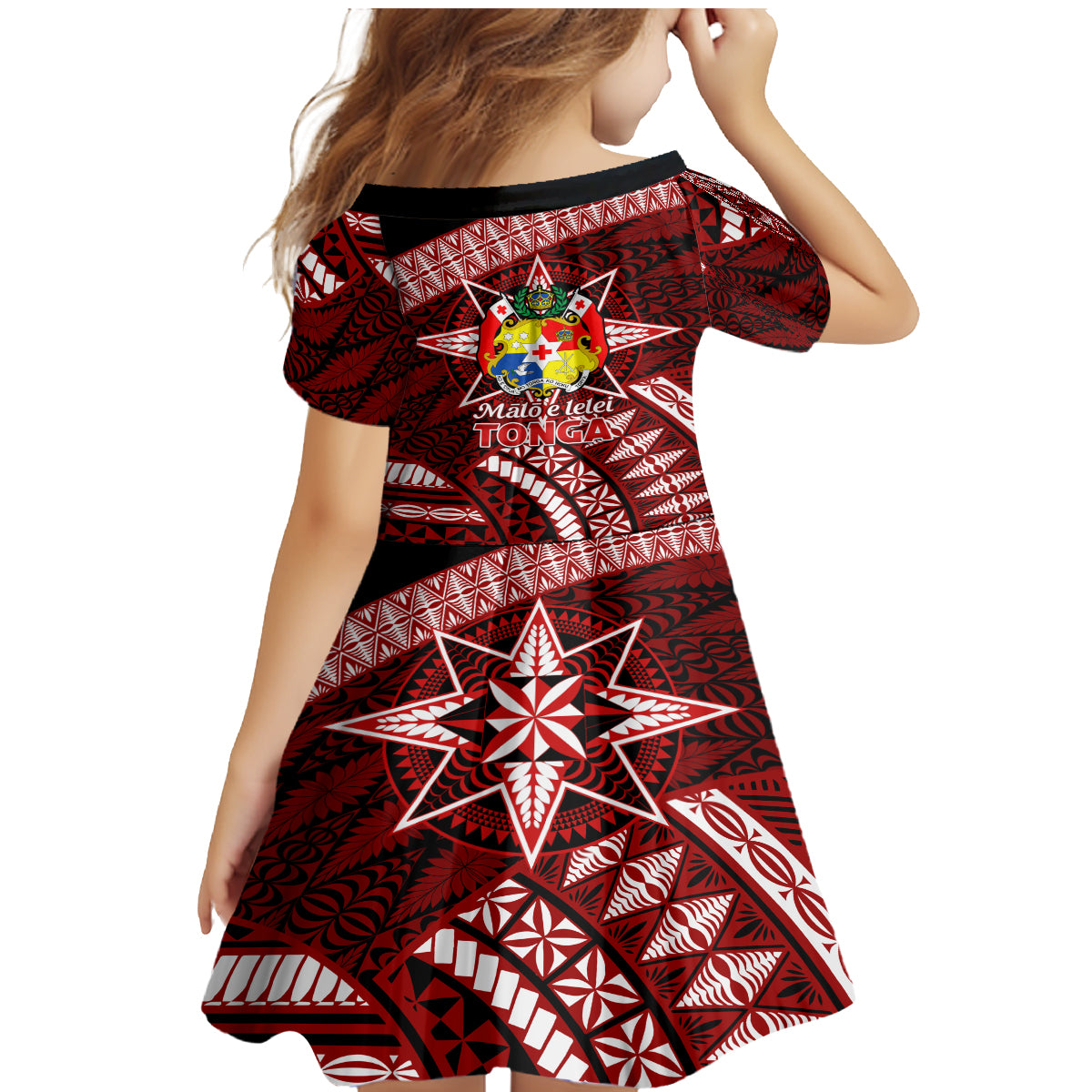 Malo e lelei Tonga Family Matching Mermaid Dress and Hawaiian Shirt Tongan Ngatu Pattern Red Version LT14 - Polynesian Pride