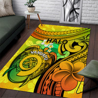 Halo Vanuatu Area Rug Sand Drawing Turtle Polynesian Tropical Flowers LT14 Reggae - Polynesian Pride