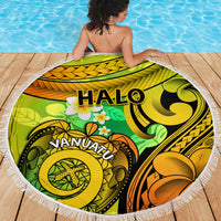 Halo Vanuatu Beach Blanket Sand Drawing Turtle Polynesian Tropical Flowers LT14 - Polynesian Pride