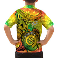 Halo Vanuatu Family Matching Puletasi Dress and Hawaiian Shirt Sand Drawing Turtle Polynesian Tropical Flowers LT14 - Polynesian Pride