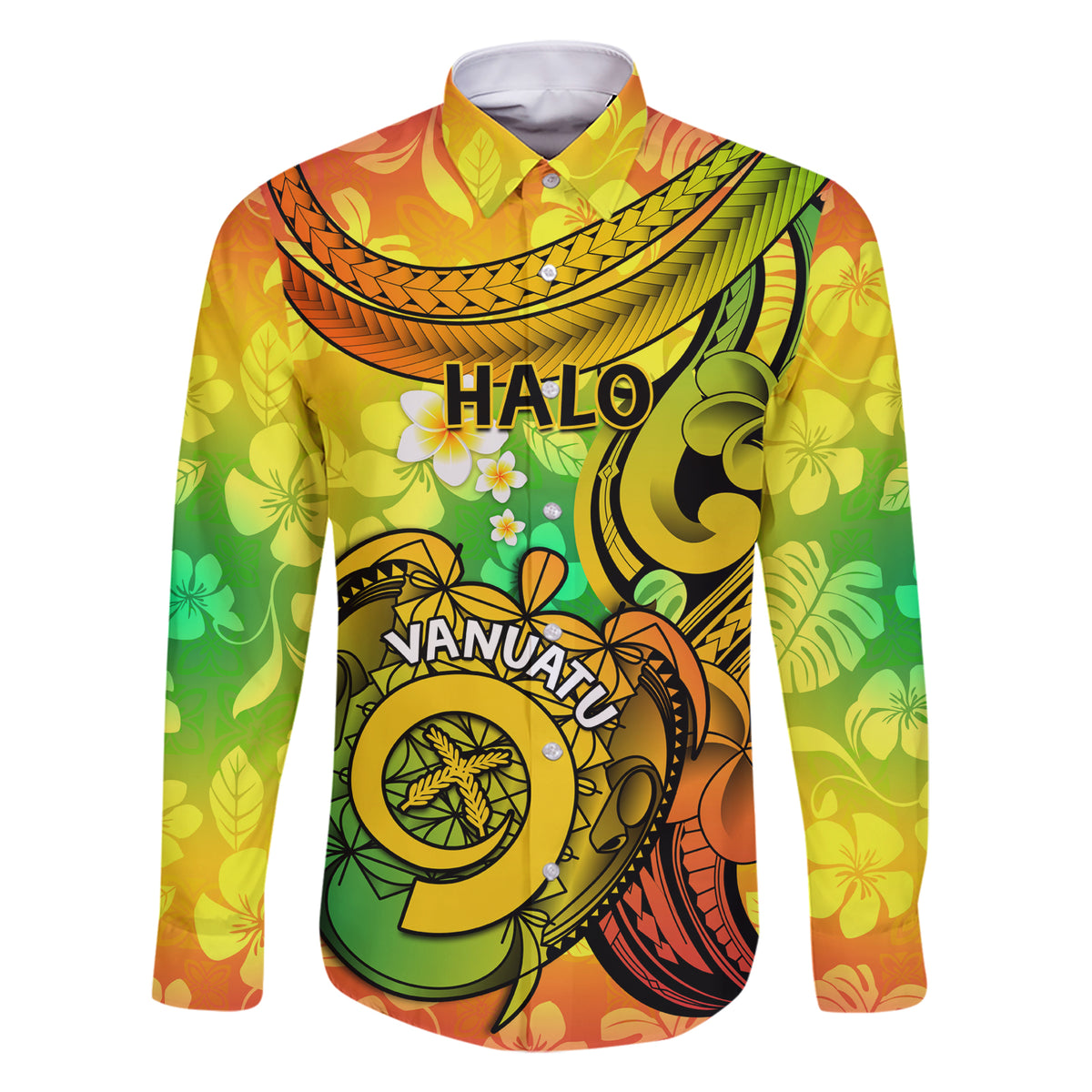 Halo Vanuatu Family Matching Short Sleeve Bodycon Dress and Hawaiian Shirt Sand Drawing Turtle Polynesian Tropical Flowers LT14 Dad's Shirt - Long Sleeve Reggae - Polynesian Pride
