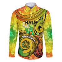 Halo Vanuatu Family Matching Tank Maxi Dress and Hawaiian Shirt Sand Drawing Turtle Polynesian Tropical Flowers LT14 Dad's Shirt - Long Sleeve Reggae - Polynesian Pride