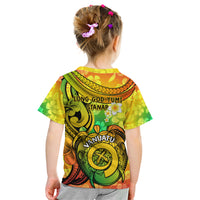 Halo Vanuatu Kid T Shirt Sand Drawing Turtle Polynesian Tropical Flowers LT14 - Polynesian Pride
