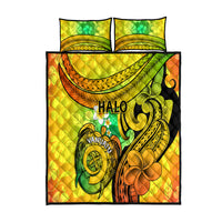 Halo Vanuatu Quilt Bed Set Sand Drawing Turtle Polynesian Tropical Flowers LT14 Reggae - Polynesian Pride