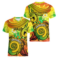 Halo Vanuatu Women V Neck T Shirt Sand Drawing Turtle Polynesian Tropical Flowers LT14 - Polynesian Pride