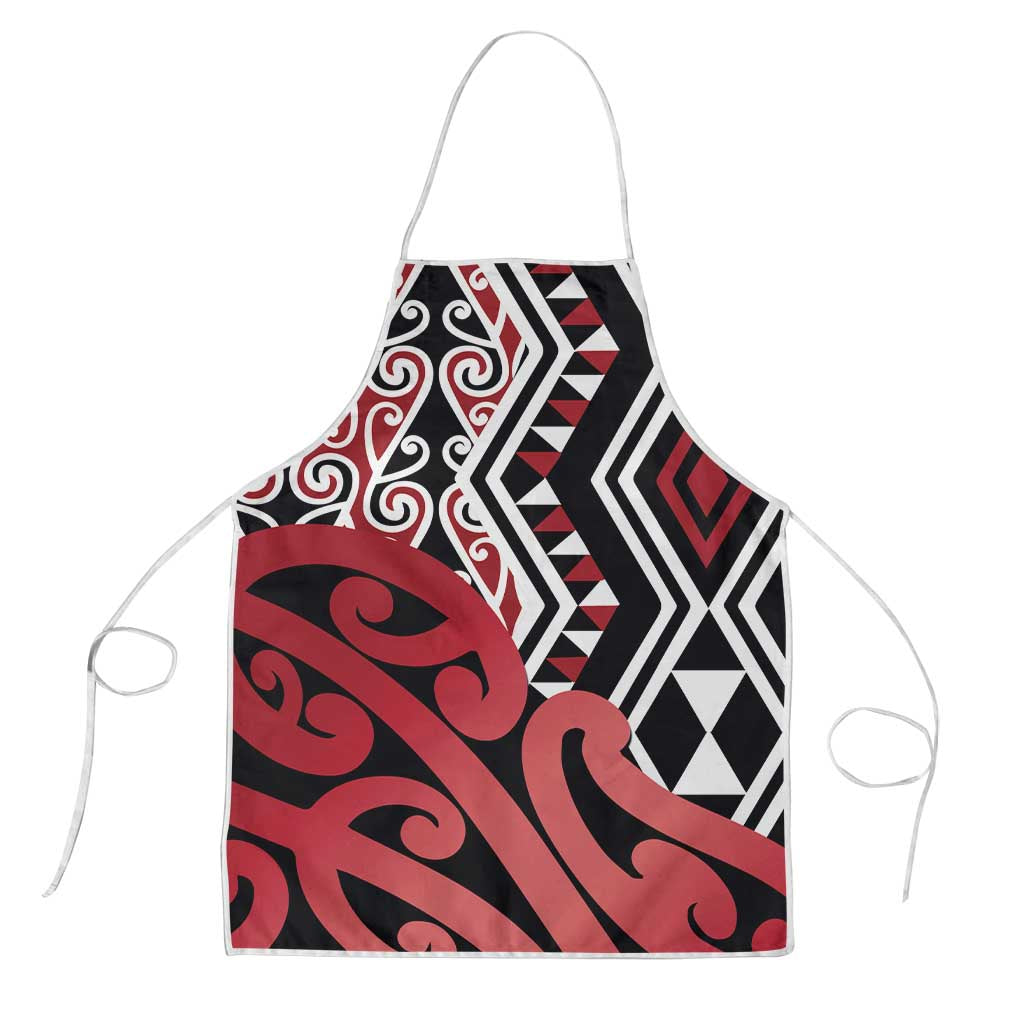 New Zealand Apron Aotearoa Kowhaiwhai Mix Taniko Art - Red - Polynesian Pride