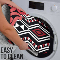 New Zealand Bathroom Set Aotearoa Kowhaiwhai Mix Taniko Art - Red - Polynesian Pride