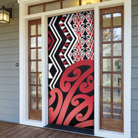 New Zealand Door Cover Aotearoa Kowhaiwhai Mix Taniko Art - Red - Polynesian Pride