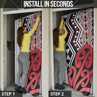 New Zealand Door Cover Aotearoa Kowhaiwhai Mix Taniko Art - Red - Polynesian Pride