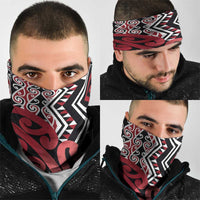 New Zealand Neck Gaiter Aotearoa Kowhaiwhai Mix Taniko Art - Red - Polynesian Pride