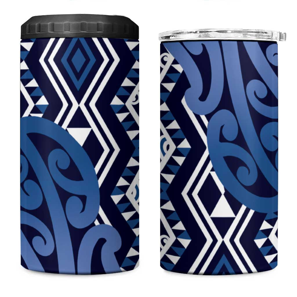 New Zealand 4 in 1 Can Cooler Tumbler Aotearoa Kowhaiwhai Mix Taniko Art - Blue LT14