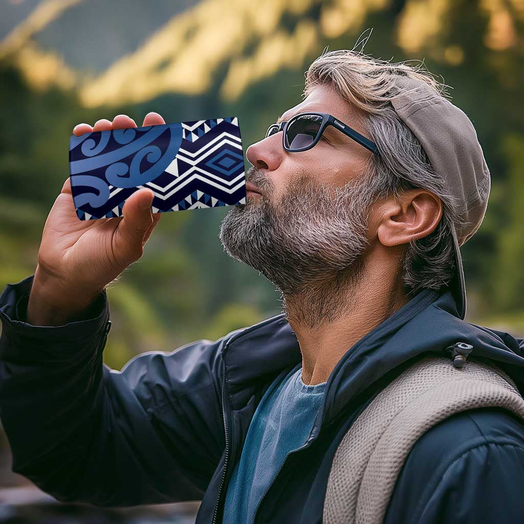 New Zealand 4 in 1 Can Cooler Tumbler Aotearoa Kowhaiwhai Mix Taniko Art - Blue LT14