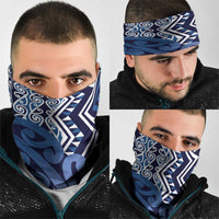 New Zealand Neck Gaiter Aotearoa Kowhaiwhai Mix Taniko Art - Blue - Polynesian Pride