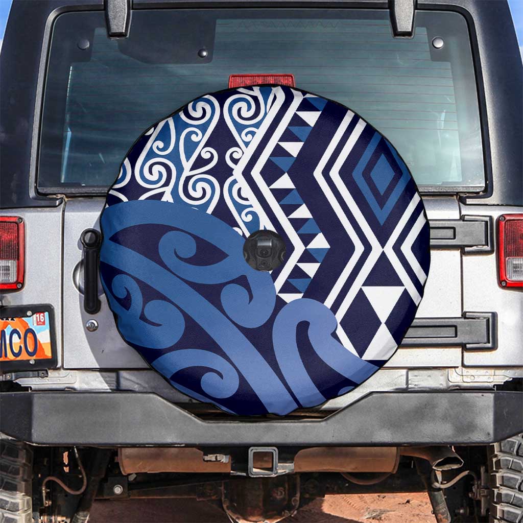 New Zealand Spare Tire Cover Aotearoa Kowhaiwhai Mix Taniko Art - Blue LT14 Blue - Polynesian Pride