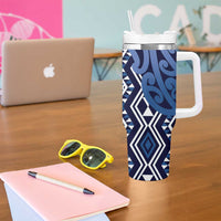 New Zealand Tumbler With Handle Aotearoa Kowhaiwhai Mix Taniko Art - Blue LT14