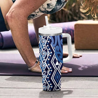 New Zealand Tumbler With Handle Aotearoa Kowhaiwhai Mix Taniko Art - Blue LT14