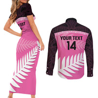Custom New Zealand Aotearoa Cricket Couples Matching Short Sleeve Bodycon Dress and Long Sleeve Button Shirt Go White Silver Fern LT14 - Polynesian Pride